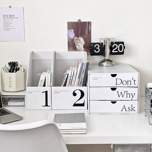 Desktop organizing box, paper folding book standing box, student information file shelf, book desk, file storage box