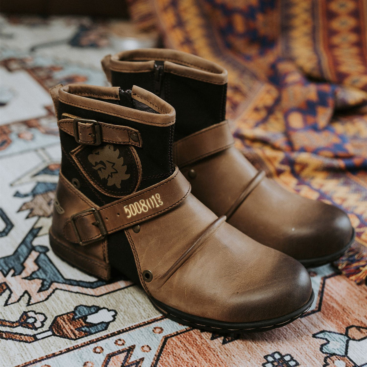 HPIOPL Cross Border 5008 Cross Border Round Toe Vintage Metal Buckle Side Zipper Men's Boots Martin Boots Men
