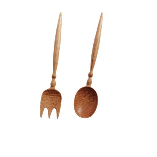 North American cherry whole wood wooden spoon wooden handmade spoon carved spoon fork solid wood spoon wooden fork wood cutlery set