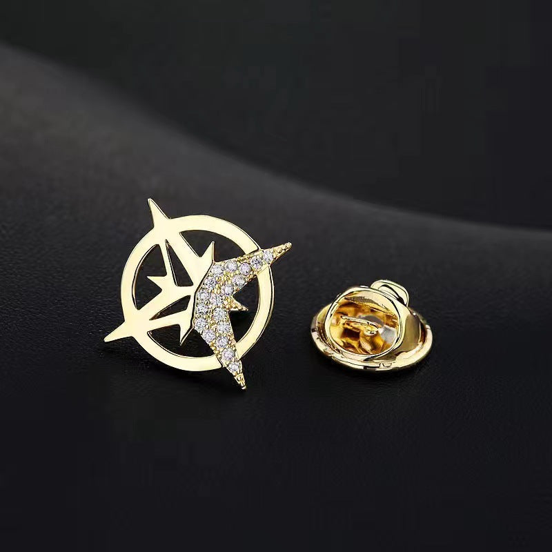 Six-pointed star brooch men's suit corsage small collar pin shirt collar buckle ins tide personality badge buckle anti-bare buckle