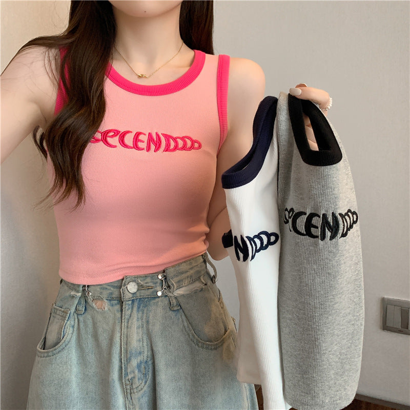 Camisole women's inner wear 2024 summer short crop top slim fit babes wear sleeveless student tops trendy