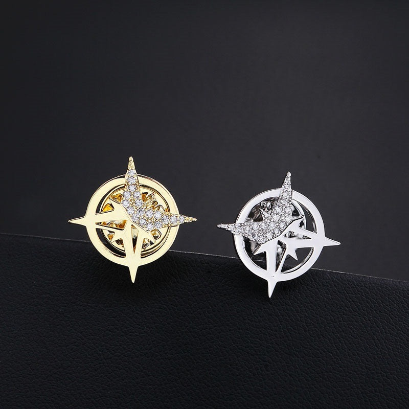 Six-pointed star brooch men's suit corsage small collar pin shirt collar buckle ins tide personality badge buckle anti-bare buckle