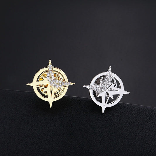 Six-pointed star brooch men's suit corsage small collar pin shirt collar buckle ins tide personality badge buckle anti-bare buckle