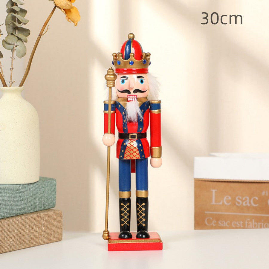 Cross-border spot new nutcracker wooden handicraft ornaments in different sizes Creative home Christmas ornaments