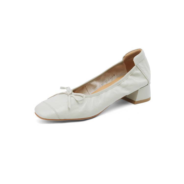 Sheepskin giant soft and comfortable two types of high-heeled French ballet shoes, soft-soled soft-side shoes, women's shoes, versatile single shoes