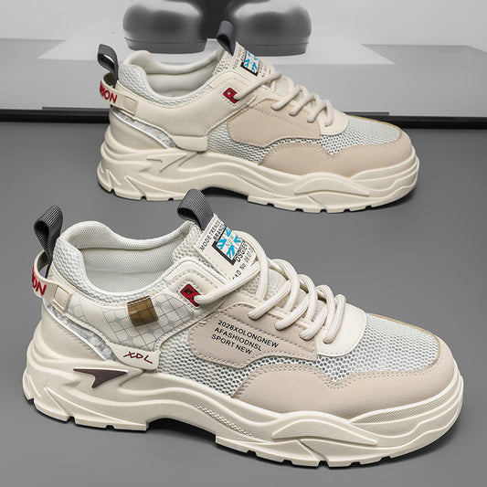 Men's shoes 2025 new summer mesh breathable thin hollow anti-odor mesh shoes sports casual men's workwear board shoes