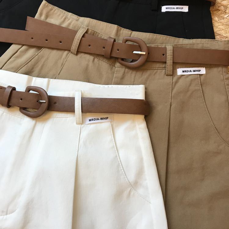 [With belt] cargo wide-leg pants, women's summer new thin five-point pants, loose and versatile high-waisted slacks