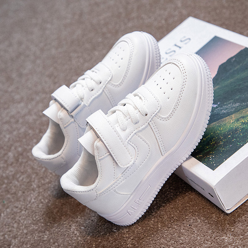 Children's small white shoes breathable spring and summer universal white sneakers, primary school school school net shoes, girls white board shoes