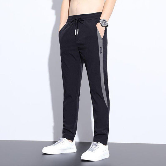 Men's casual trousers, oversized straight-leg pants, and Korean slim pants for summer new thin ice silk work