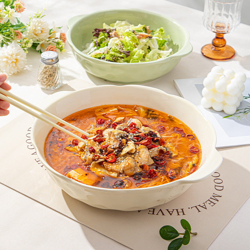 Japanese style cream wind sauerkraut fish big pot bowl home restaurant wholesale amphora ceramic soup bowl high value creative big bowl