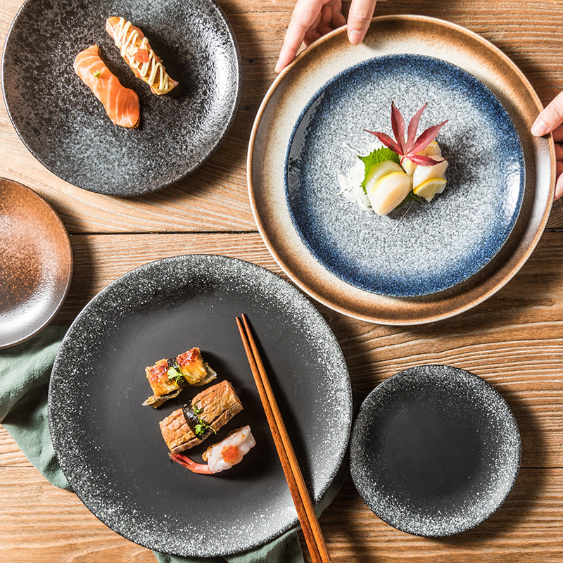 Japanese shallow plate flat plate 12 inch round steak dinner plate household dish plate cutlery plate breakfast plate salad plate