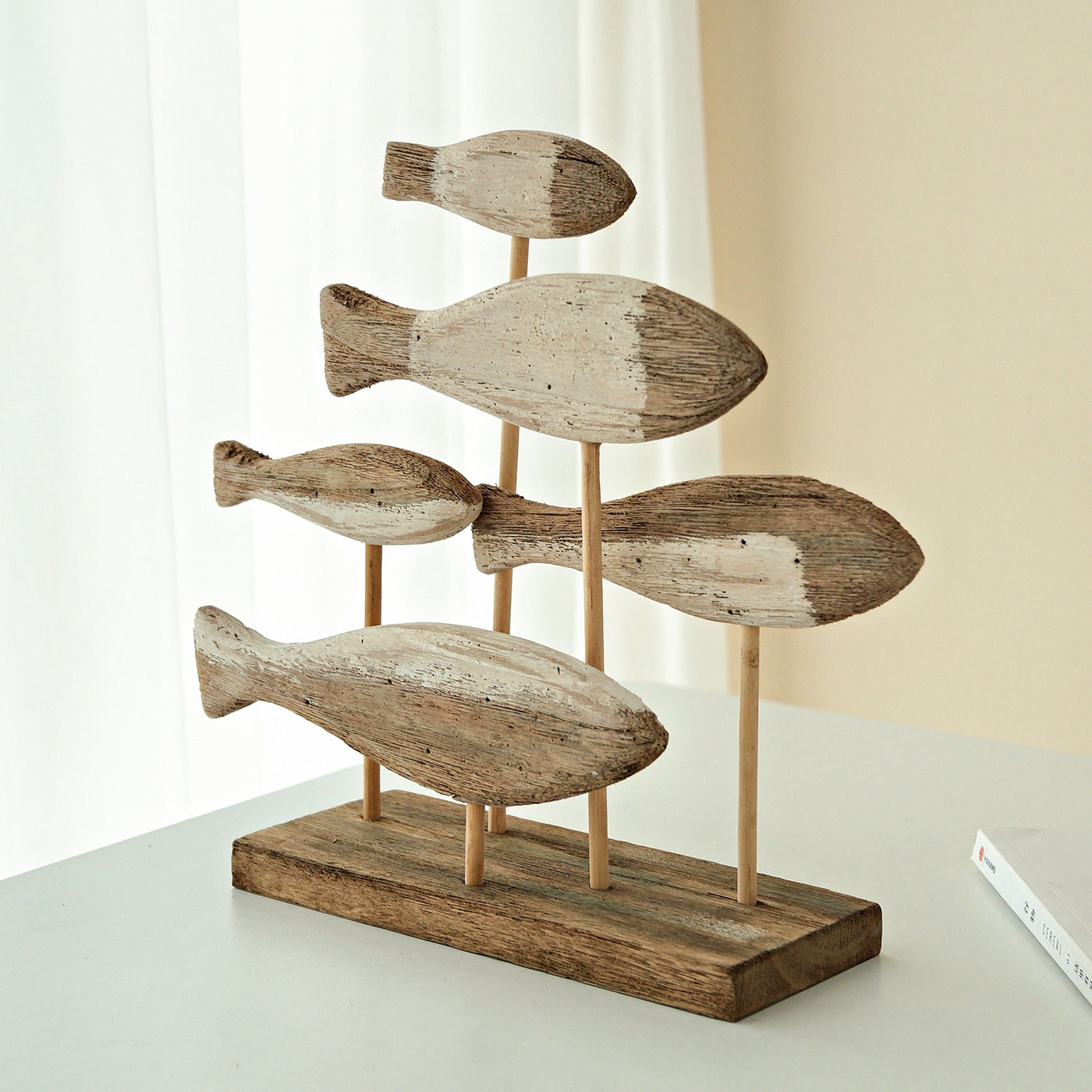 Ocean-style hand-carved 3D fish ornament, Mediterranean desktop display, model home, soft furnished TV cabinet stand