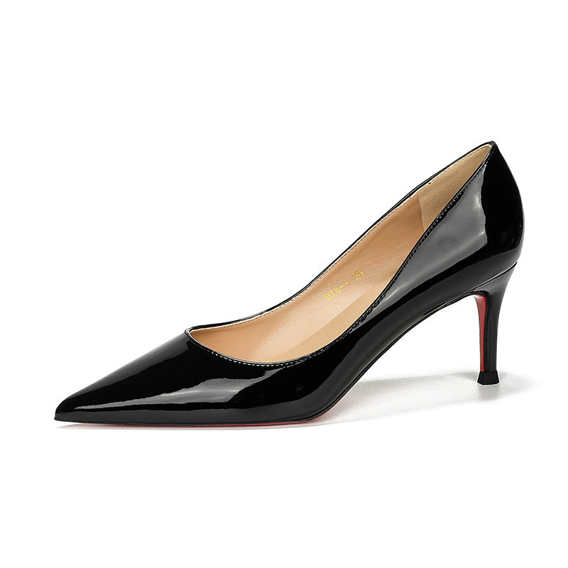 French red sole side hollow pointed high heels women's thin heels autumn and winter shallow sexy temperament, versatile light luxury and high-end sense