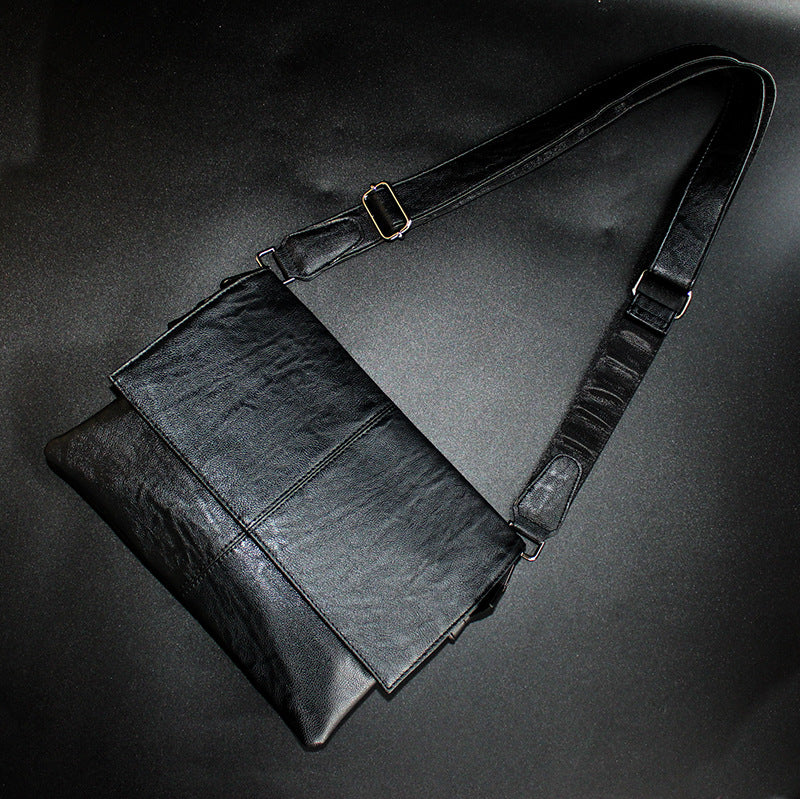 Soft leather crossbody bag men's large capacity trendy shoulder bag multi-compartment real men's bag new casual trendy men's and women's bag brand