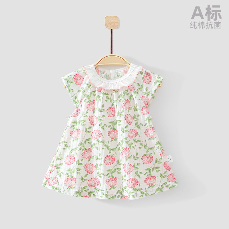 Korean children's floral skirts, girls' spring clothes, foreign girls, princess dresses, summer baby dresses, baby summer dresses