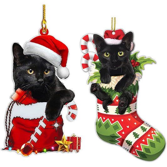 Amazon New Cat Cat Lovers Christmas Ornament Cute Cat Christmas Day Ornament Tree Decoration Pendant