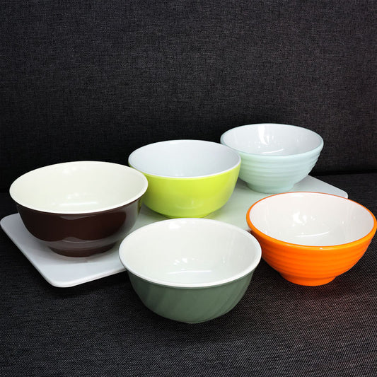 Melamine two-color rice bowl Japanese melamine porridge bowl Hot pot fast food 4.5 inch small bowl children's steamed vegetable bowl