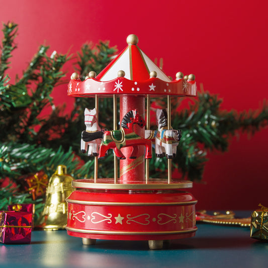Christmas gift carousel wooden music box birthday gift children's home creative ornament