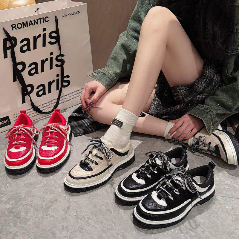 Little Fragrance Wind Thick-soled Panda Daddy Shoes Women's 2025 Spring New Fashion Heightened Sneakers Casual Shoes Women's Versatile