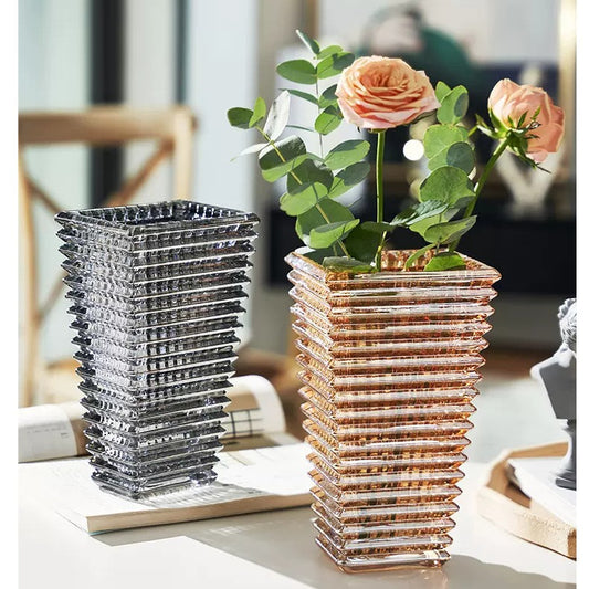 Nordic ins style high-end transparent crystal glass vase wholesale decorative hydroponic flowers home thickening ornaments