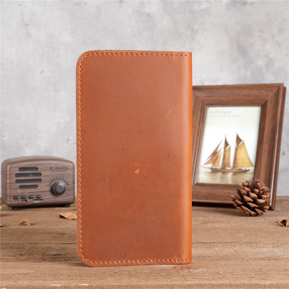 1082 men's leather Crazy Horse leather long wallet wallet card pack air ticket check bag storage Guangzhou factory delivery