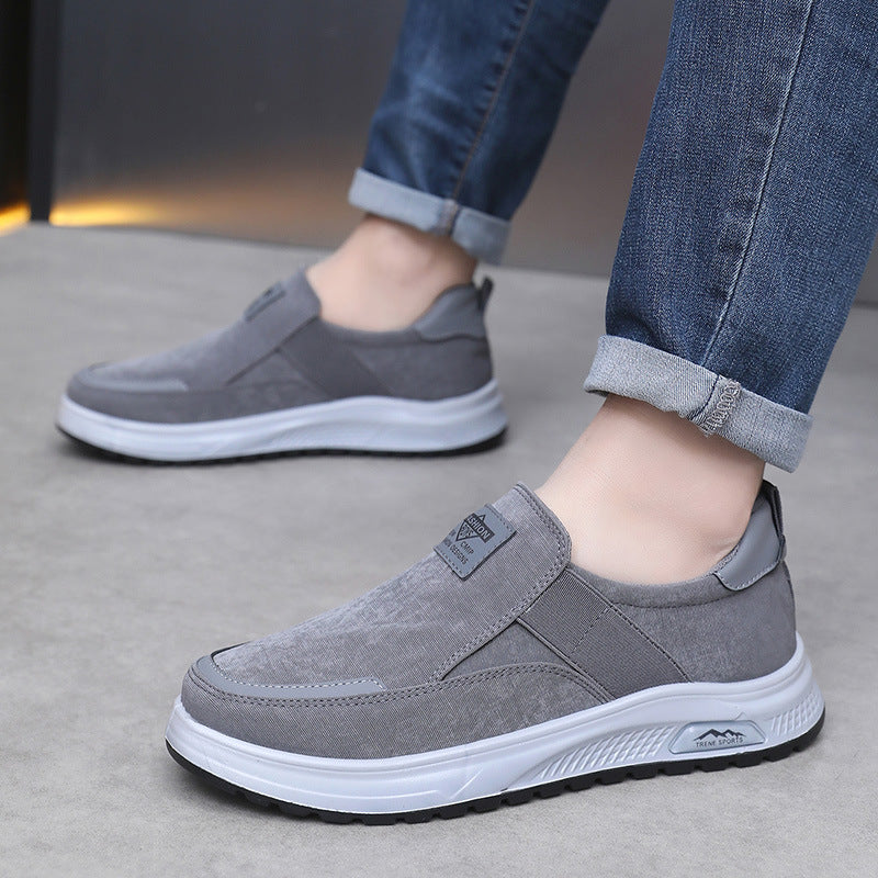 Shoes: men's slip-on comfortable, lazy soft-soled canvas shoes, casual breathable, non-slip and anti-odor single shoes, outdoor walking shoes