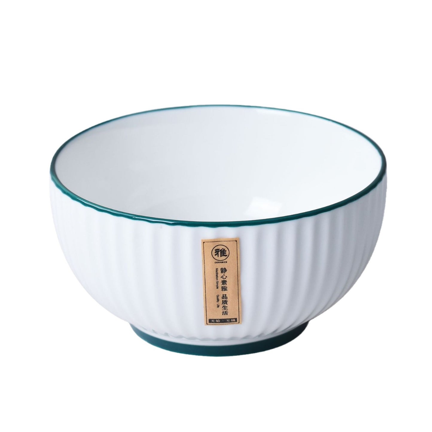 Japanese-style rice bowl, household ceramics, creative high-value ins, wind, high temperature resistant small bowl, vertical grain small soup bowl, instant noodle bowl