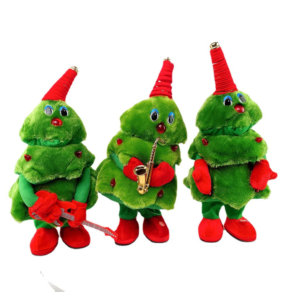 Douyin same swing plush cartoon electric Christmas toy Christmas tree glowing dancing gift mini