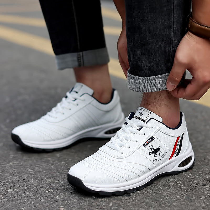 Paul Men's Shoes New Plus Size Trendy Leather Casual Little White Shoes Korean Air Cushion Running Fashion Comfortable Sneakers