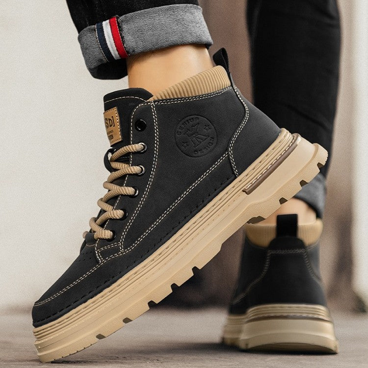 Martin boots men's high-top 2025 new winter British style retro mid-top platform heightened leather cargo booties