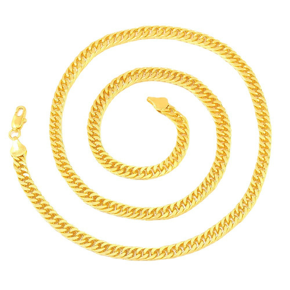 Xingqi's new cross-border multi-platform adaptation iron gold-plated wave necklace water wave chain men's long mesh design