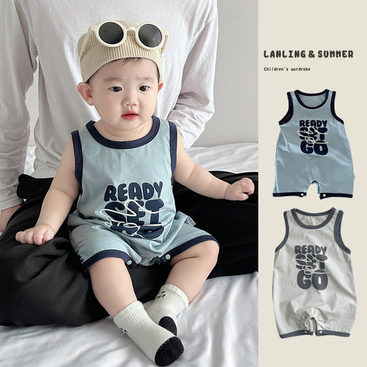 Baby onesies, summer thin Korean version of baby boy clothes, summer clothes, cool vests, newborn toddlers, summer climbing clothes