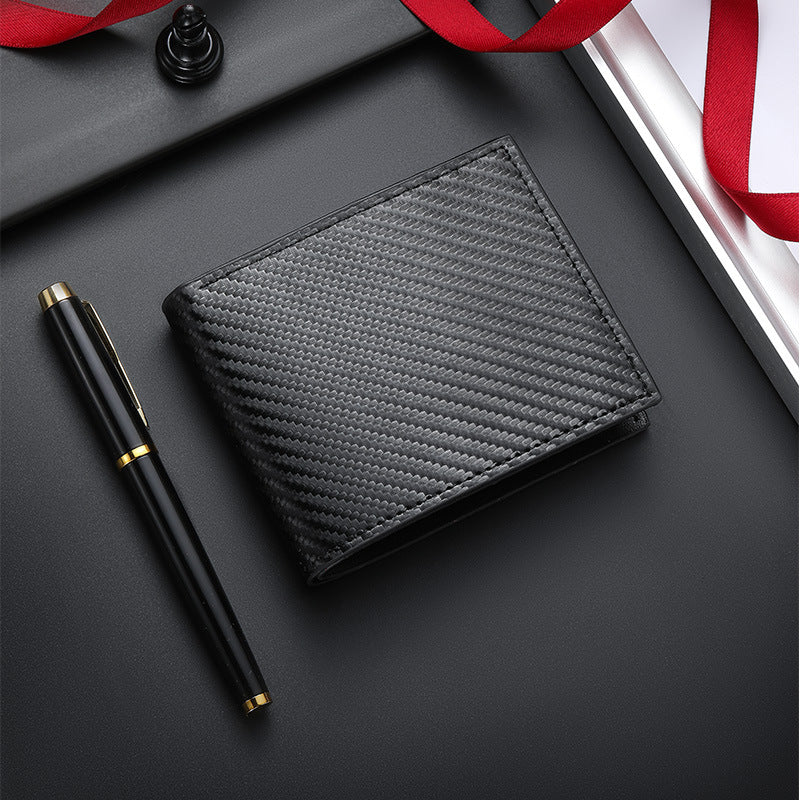 Cross-border spot new carbon fiber pattern large capacity wallet multi-card slot simple coin slot men's wallet manufacturer