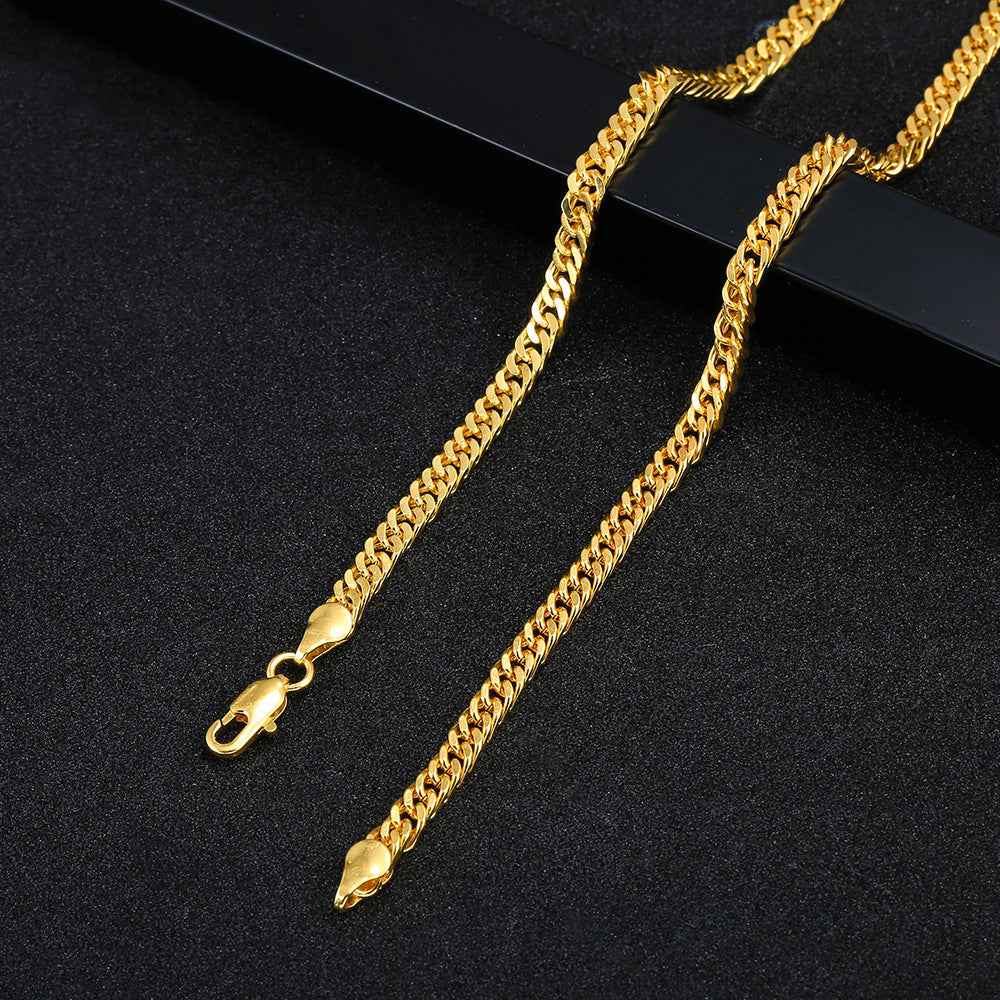 Xingqi's new cross-border multi-platform adaptation iron gold-plated wave necklace water wave chain men's long mesh design