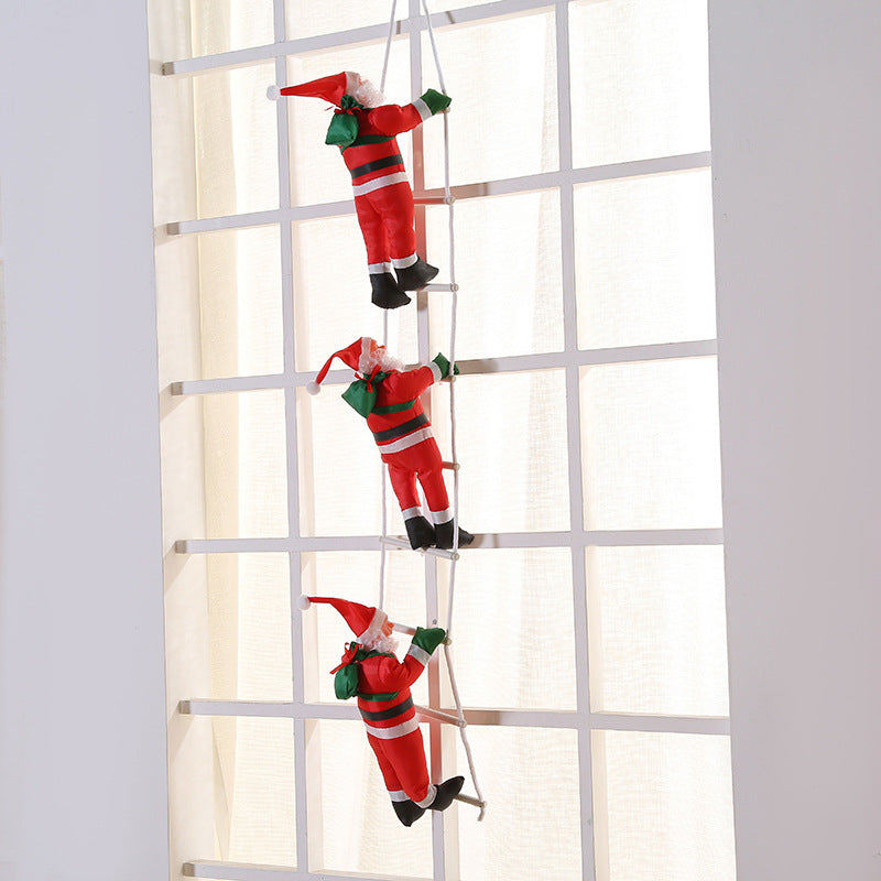 Cross-border Christmas Ladder Santa Claus Window Pendant Christmas Doll Ladder Climbing Ladder Decoration Props