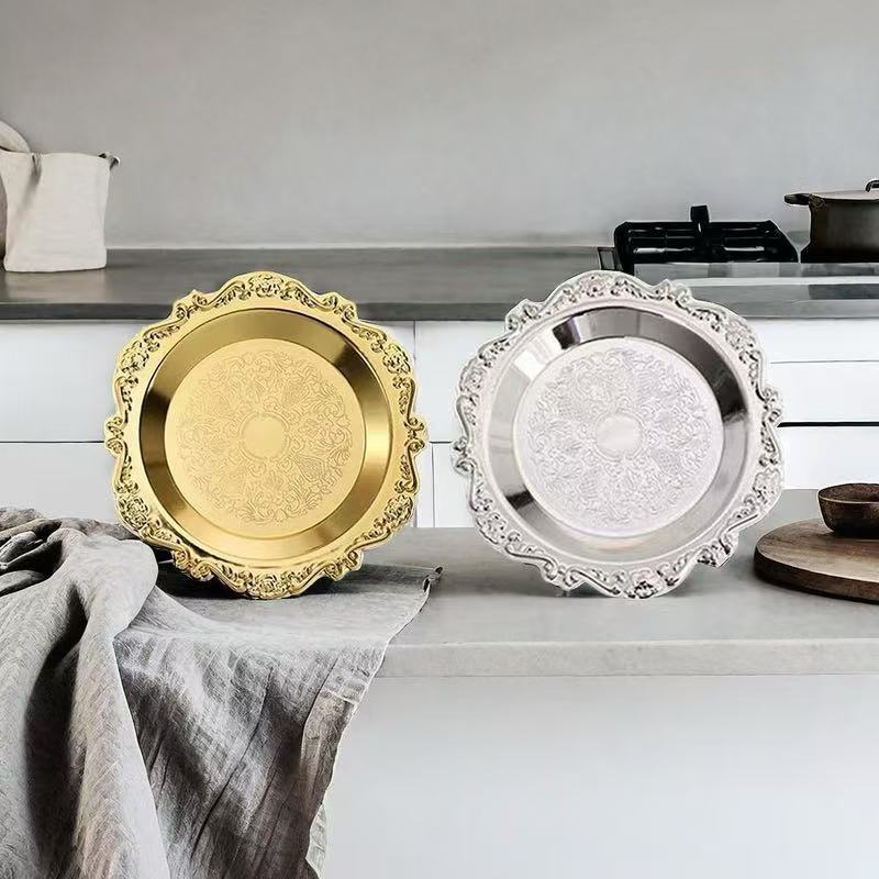 European Silver Plated Home Decoration Ornaments Cake Tray Fruit Plate Snack Plate Fashion Party Supplies