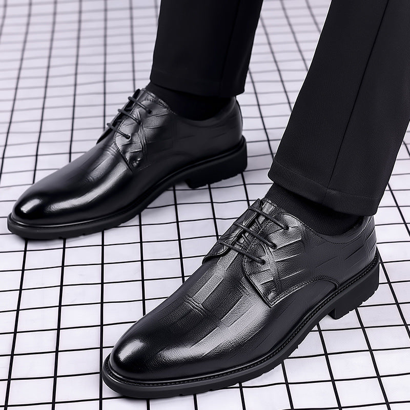 Leather shoes men's new business formal wear casual breathable men's British Korean version pointed toe groom best man wedding shoes