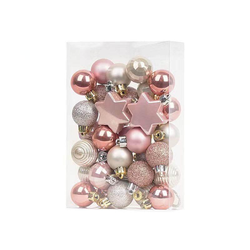 Christmas tree ornaments 3cm light gold Christmas balls 33 pcs Internet celebrity color matching pendant Christmas combination ball