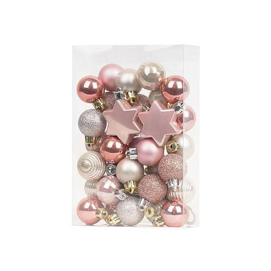 Christmas tree ornaments 3cm light gold Christmas balls 33 pcs Internet celebrity color matching pendant Christmas combination ball