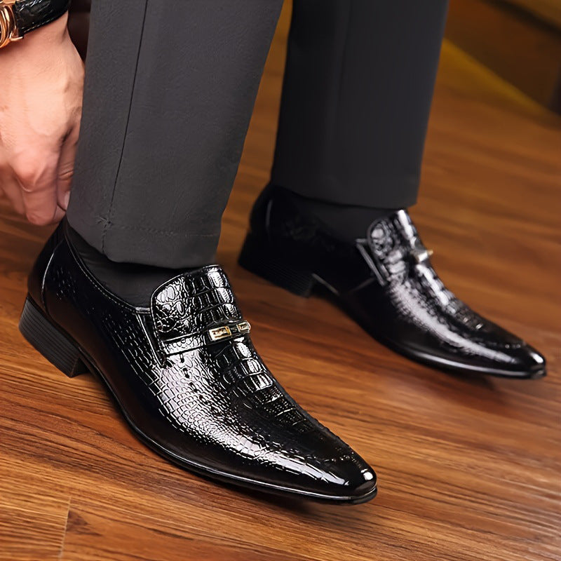 Aofu Shoes 3195 Imitation Crocodile Men's Leather Shoes Plus Size Low Top Men's Casual Shoes Embossed Leather Shoes