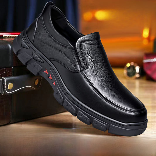 Leather shoes men's genuine leather spring new middle-aged dad shoes business breathable men's shoes non-slip wear-resistant soft-soled casual leather shoes