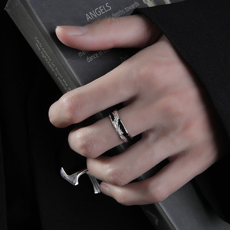 Shadow ring, men's high-end sense of trendy brand, boys' single rings, index finger rings, self-discipline rings, light luxury rings, niche rings, tail rings