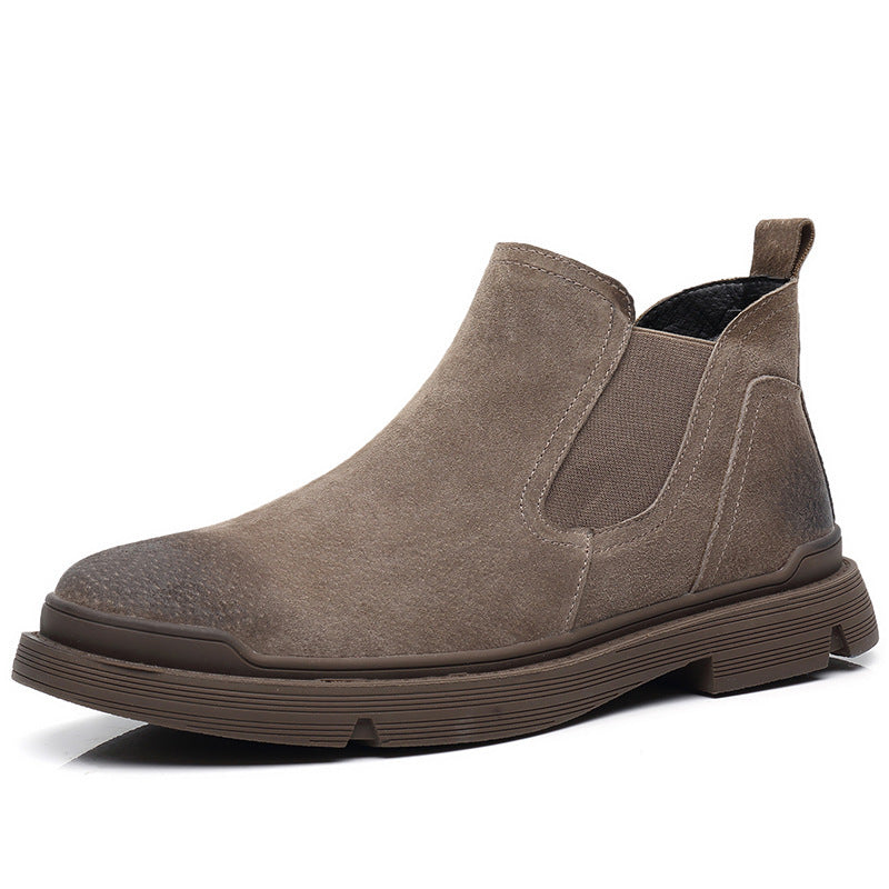Men's shoes autumn and winter plus velvet warm Chelsea boots men's leather Martin boots men's tooling high-top British style wolf boots