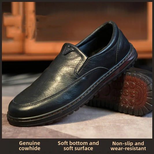 Leather shoes, new men's soft cowhide, business casual beanie shoes, men's soft soles, casual shoes, men's shoes, soft soles, non-slip lazy
