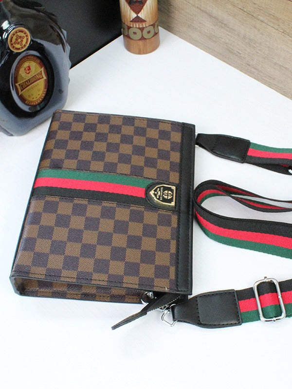 2024 New Crossbody Bag Men's Business Hard Shoulder Bag Large Capacity Plaid Tide Bag Multifunctional Men's Bag Handbag Women