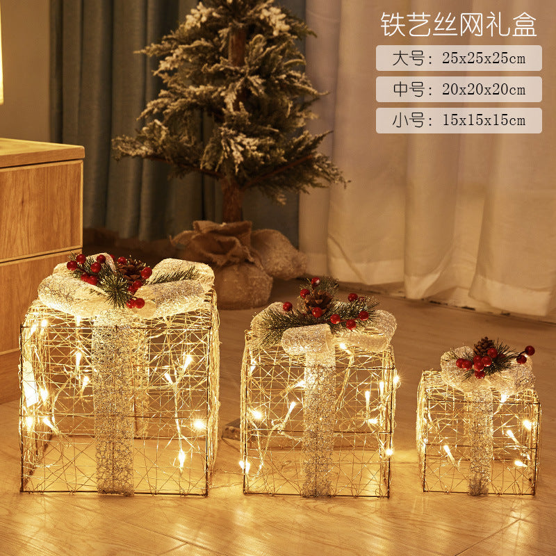 Christmas wrought iron deer cart glowing elk gift box combination christmas window vibe ornaments creative ornaments