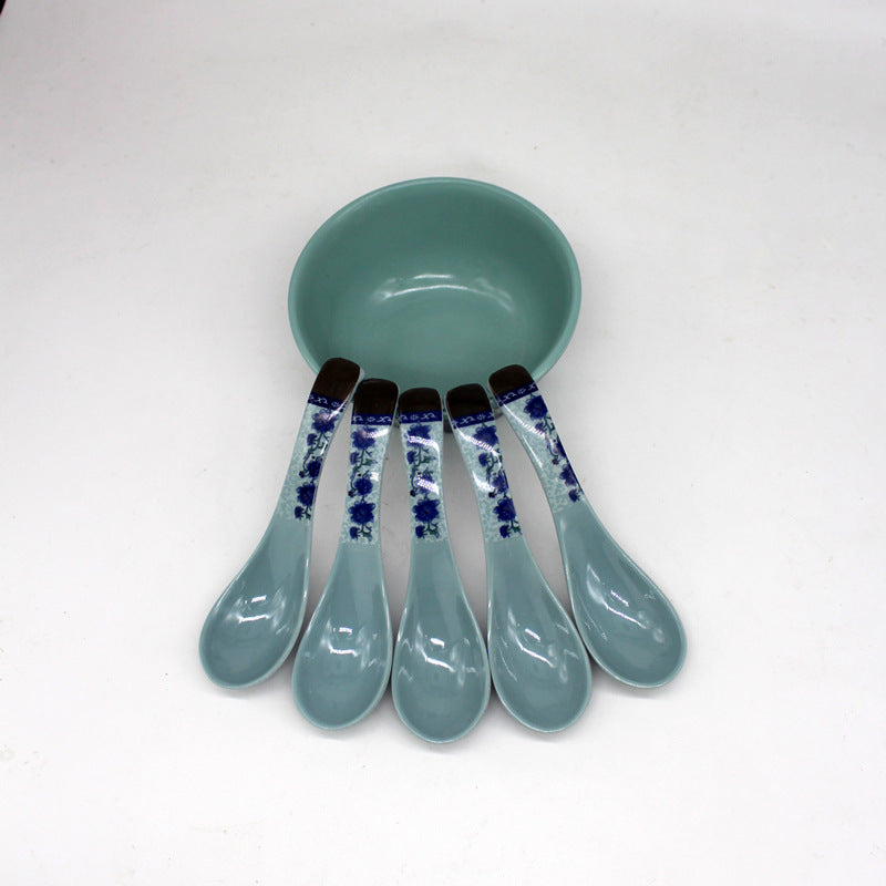 Meamilan blue and white soup spoon hotel plastic soup spicy hot hook spoon buffet store long handle spoon hotel rice spoon