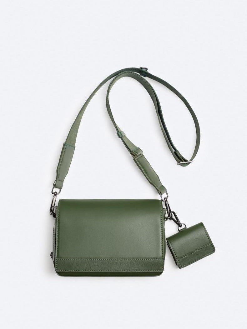 2025 Spring/Summer New Men's Bag Trendy Men's 2-in-1 Flip Crossbody Shoulder Bag Casual and Versatile Small Square Bag Men