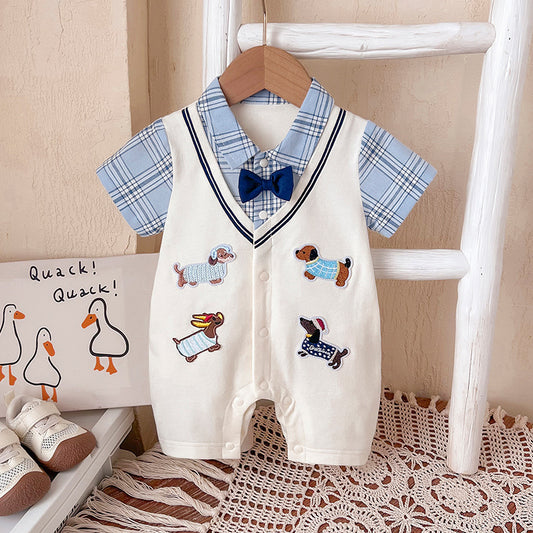 Baby clothes, summer men's treasure leave, two summer clothes, short-sleeved college style onesies, summer climbing clothes, Ha clothes, out-of-home clothes