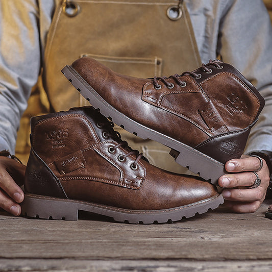 Amazon cross-border new Martin boots, shoes, men's shoes, vintage British leather boots, fashion high-top workwear style boots